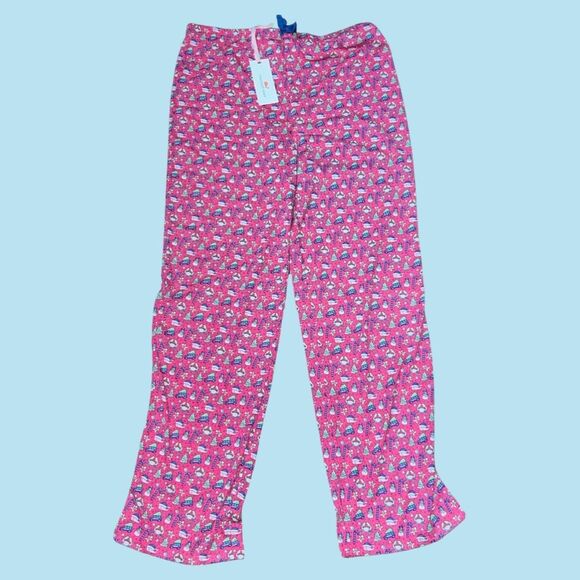 NWT Vineyard Vines Girls Santa Whale Tree Holiday Pajama Pants Pink XL 16 - Picture 3 of 5